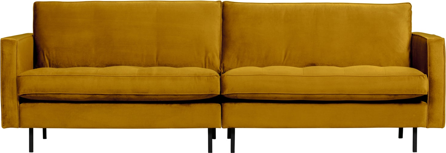 Personers Sofa Woood Rodeo Classic Fløjl Velour Oker Quiltede Sædehynder H83xb275xd88