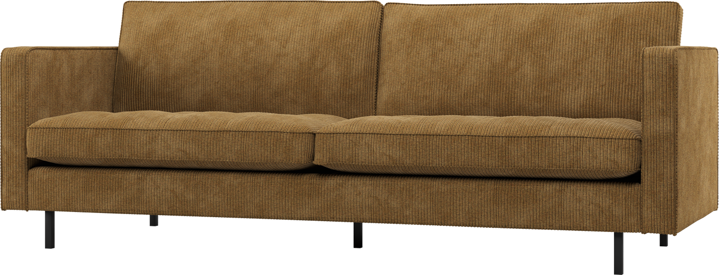 Personers Sofa Woood Rodeo Classic Honninggul Jacquardvævet Ribstof Faste Hynder Høje Ben