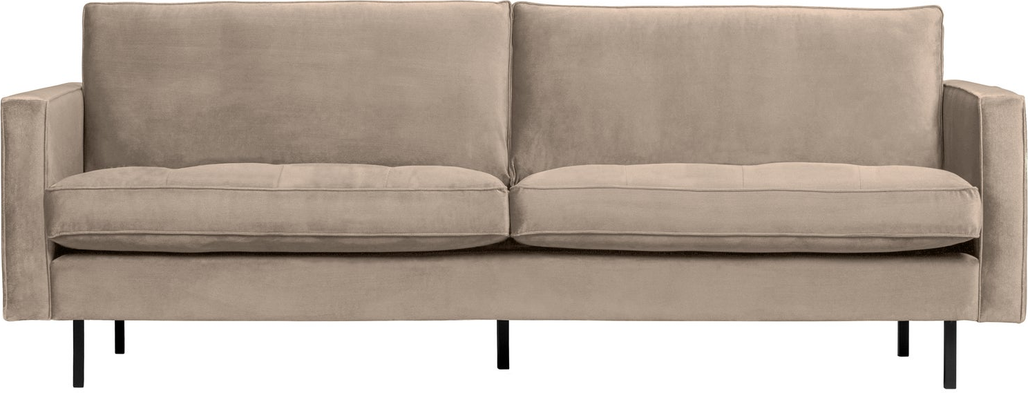 Personers Sofa Woood Rodeo Classic Khaki Velour 230 Quiltede Sædehynder Høj Benramme Skum Zigzag Fjedre