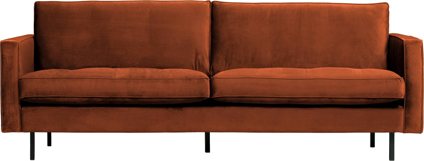 Personers Sofa Woood Rodeo Classic Rustfarvet Velour Quiltede Sædehynder Fast Siddekomfort