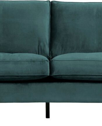 Personers Sofa Woood Rodeo Classic Tealblå Velour 230 Quiltede Sædehynder Metalben