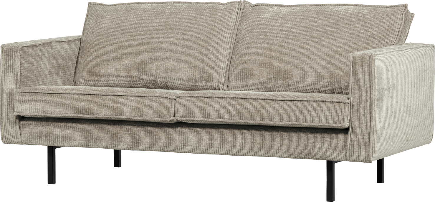 Personers Sofa Woood Rodeo Jacquardvævet Ribstof Mørk Sand 100 Polyester Faste Sæder Metalben