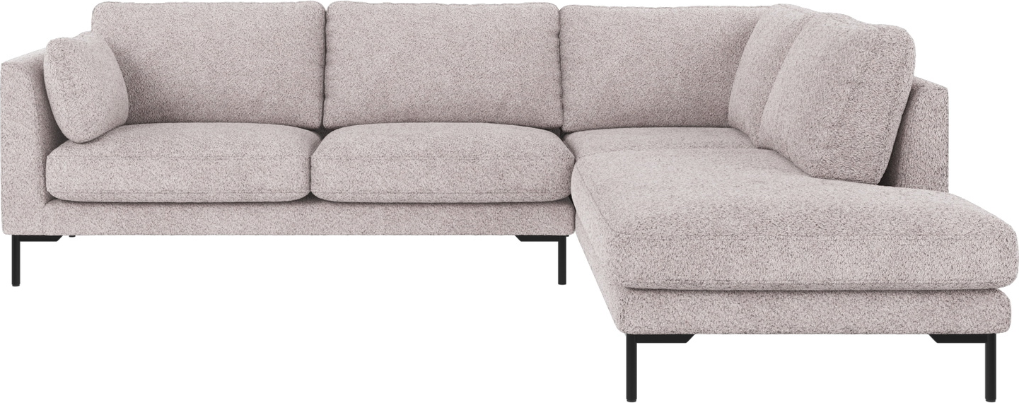 Rowico Corwin Hjørnesofa Højrevendt Lysegrå Anna Polyesterstof 266x226 Sorte Metalben