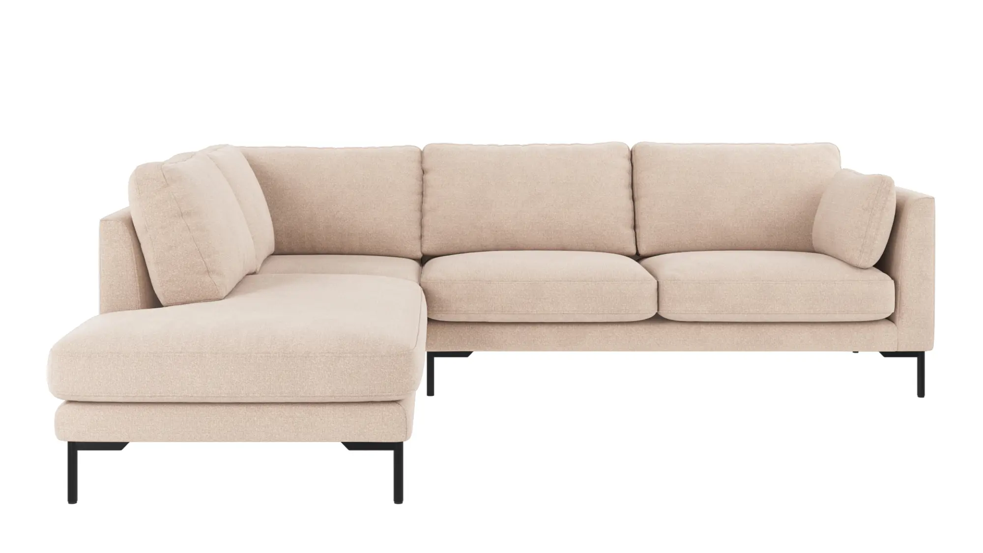 Rowico Corwin  Pers Hjørnesofa åben Ende Lys Beige Polyester Stof Sort Metal