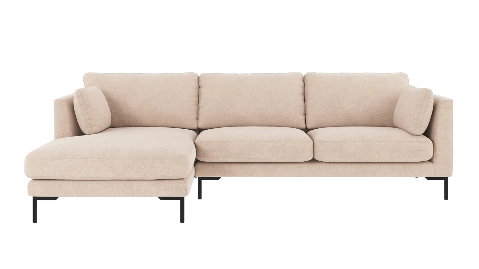 Rowico Corwin Pers Sofa Chaiselong Lys Beige Polyester Stof Sort Metal