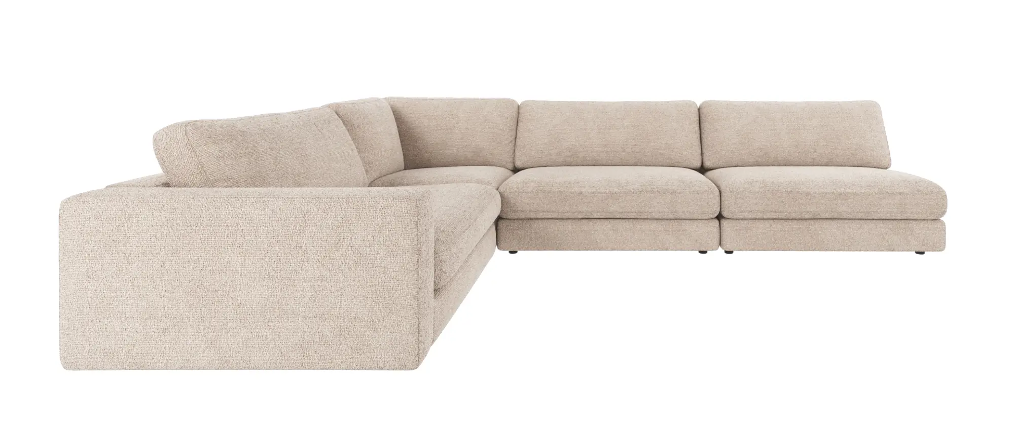 Rowico Duncan  Pers Hjørnesofa åben Højre Side Lysegrå Polyester Stof Sort Plastik