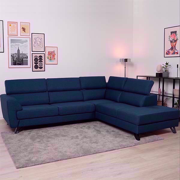 Scandinavian Living Billund Sofa Open End Blå Stof Justerbar Nakkestøtte  Møbelsalg