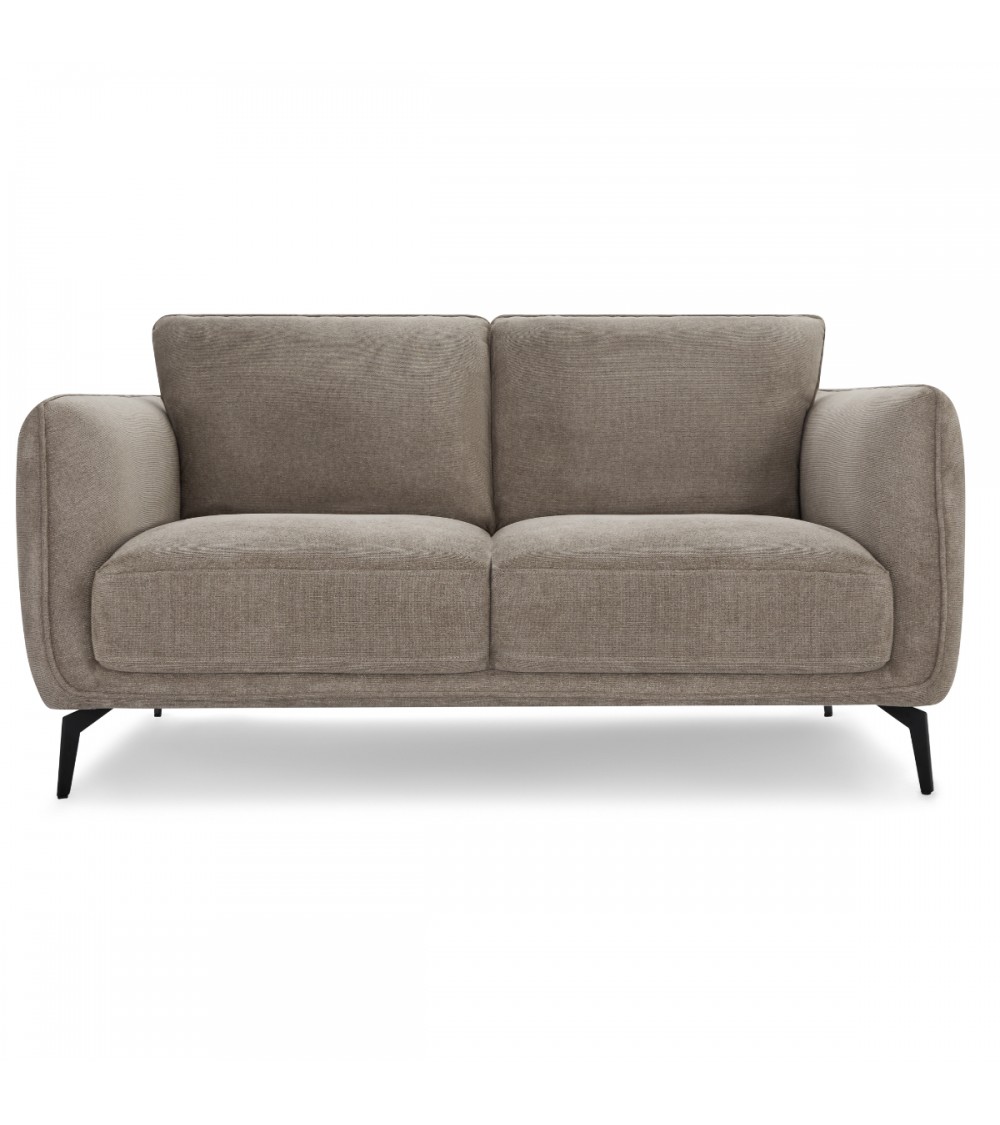 Selena Pers Sofa Camel Brun Stof Sort Metal