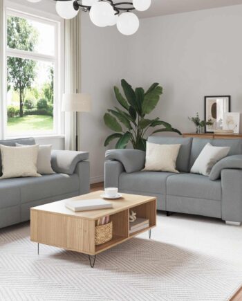 Sofa Dele 219 Linned Blandet Stof Lysegrå