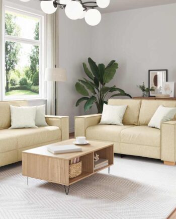 Sofa Dele 220 Linned Blandet Stof Creme