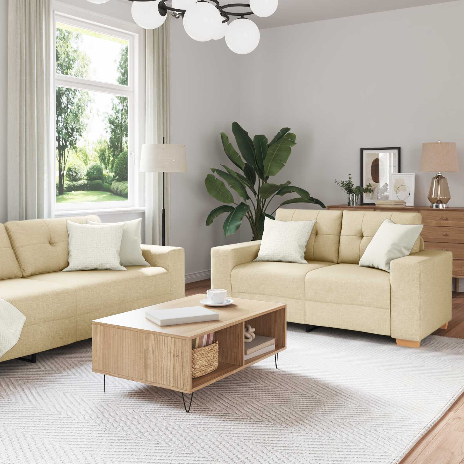 Sofa Dele 221 Linned Blandet Stof Creme