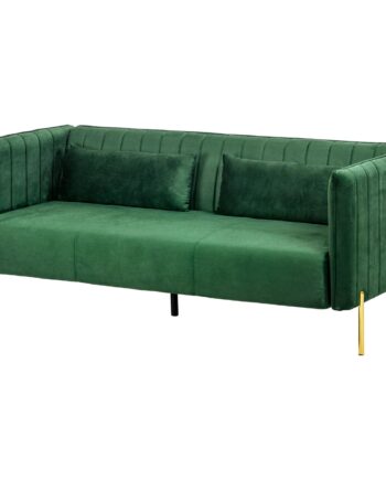 Sofa Personers Sofa Inklusive Hynder Fløjlslook Retrodesign Aftageligt Betræk 195 Grøn