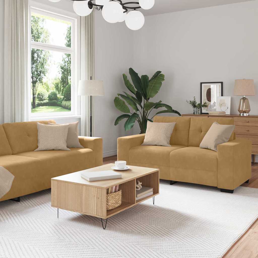 Sofa Sæt Dele 221 Fløjl Brun