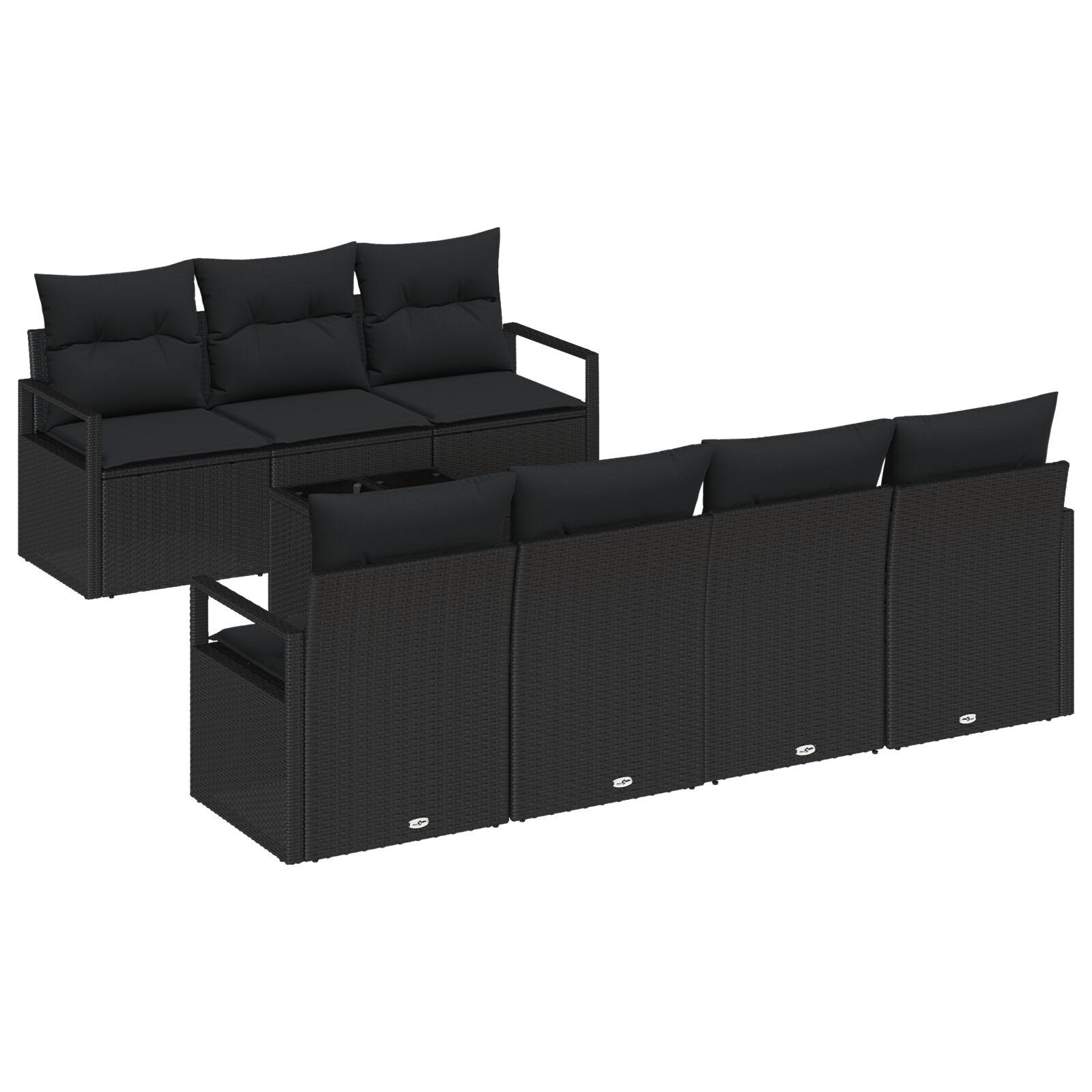 Sofa Sæt Med Puder Dele Sort Polyrattan Til Terrasse Have