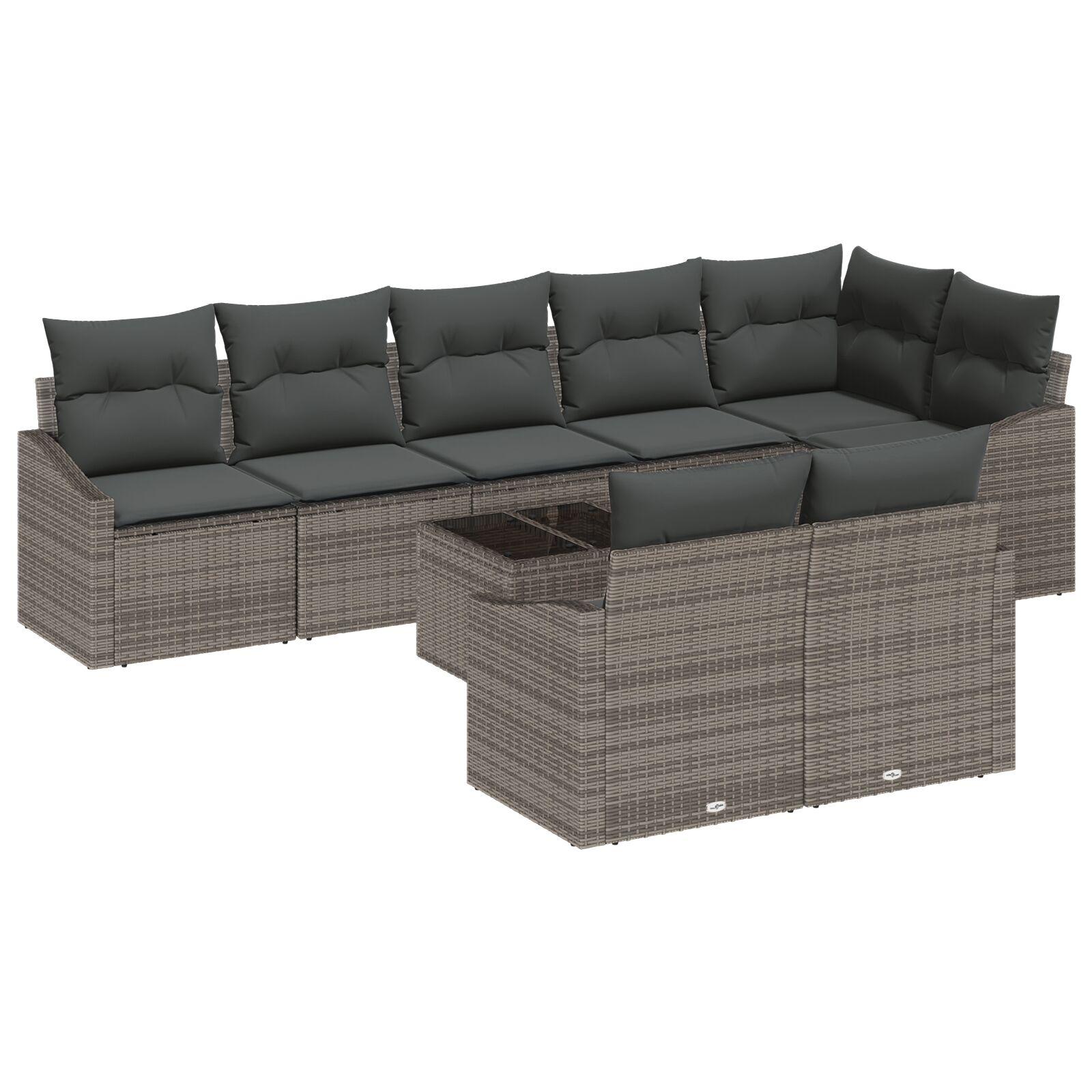 Sofa Sæt Med Puder Grå Polyrattan Dele Modulært Loungesæt Til Have Terrasse