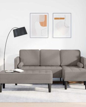 Sofa Sæt Stk Polyester Gråbrun