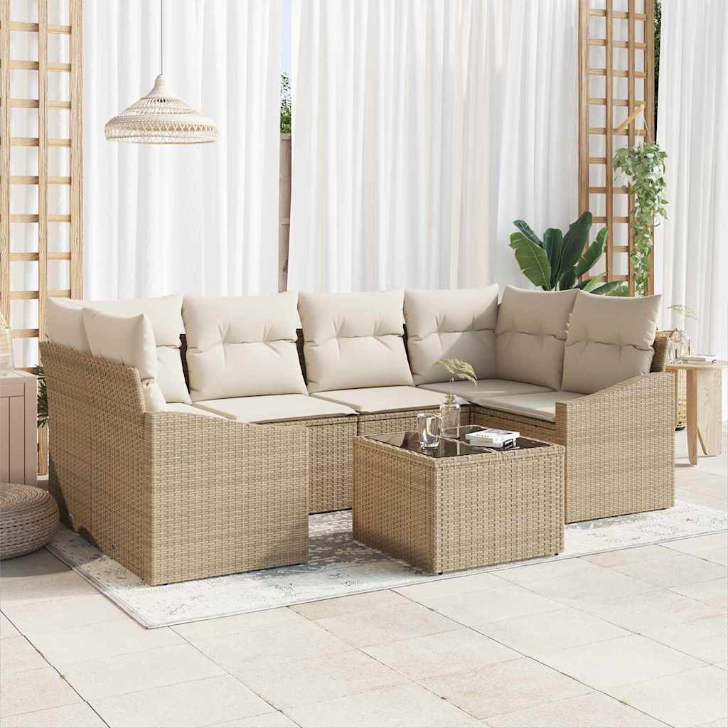 Sofa Sæt Stk Polyrattan Beige Hvid