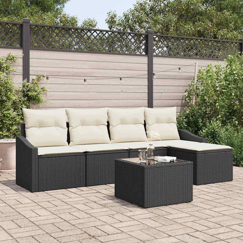 Sofa Sæt Stk Polyrattan Sort Hvid Med Bord