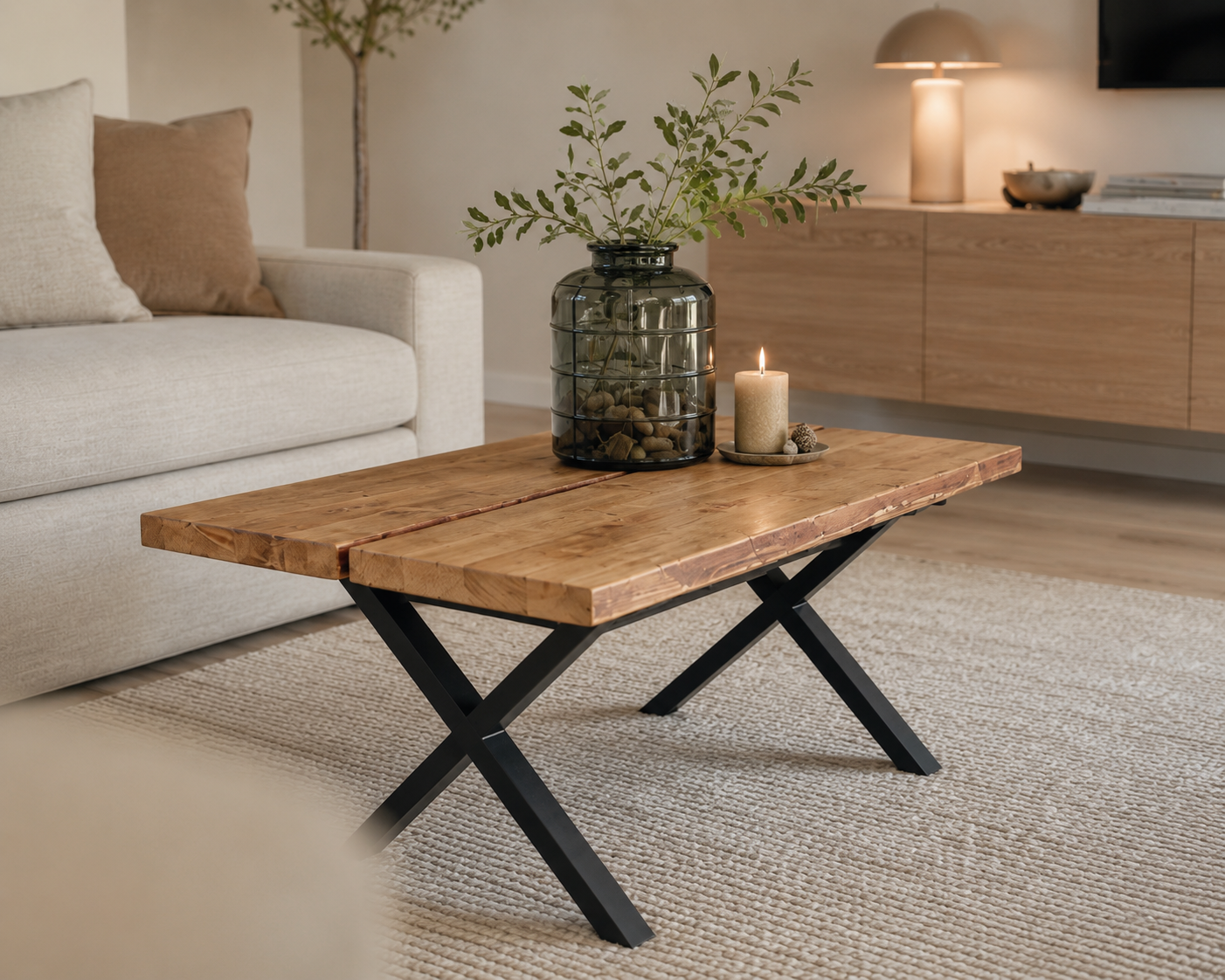 Sofabord Genbrugsplanker Stel 110 Lakeret