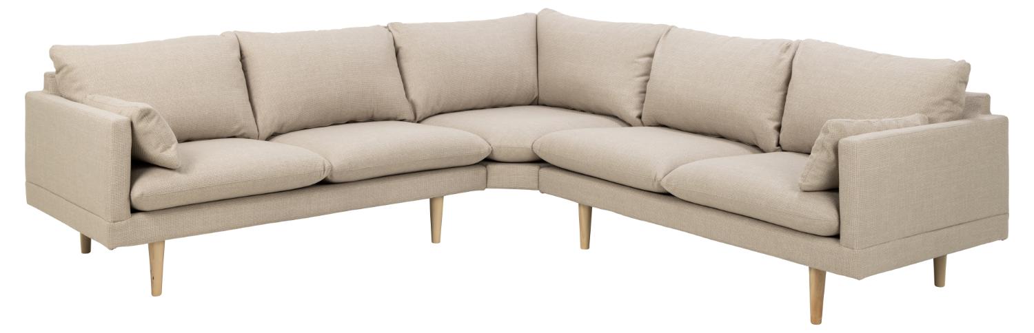 Sofakoncept Cozy Hjørnesofa Puder Beige Stof Natur Bøg