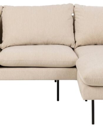 Sofakoncept Cozy Pers Sofa Højre Chaiselong Puder Creme Stof Sort Metal