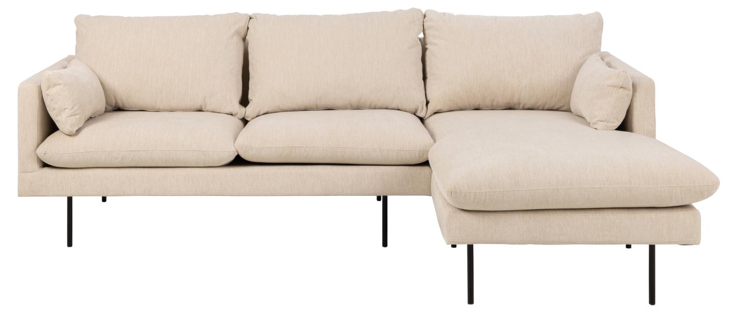 Sofakoncept Cozy Pers Sofa Højre Chaiselong Puder Creme Stof Sort Metal
