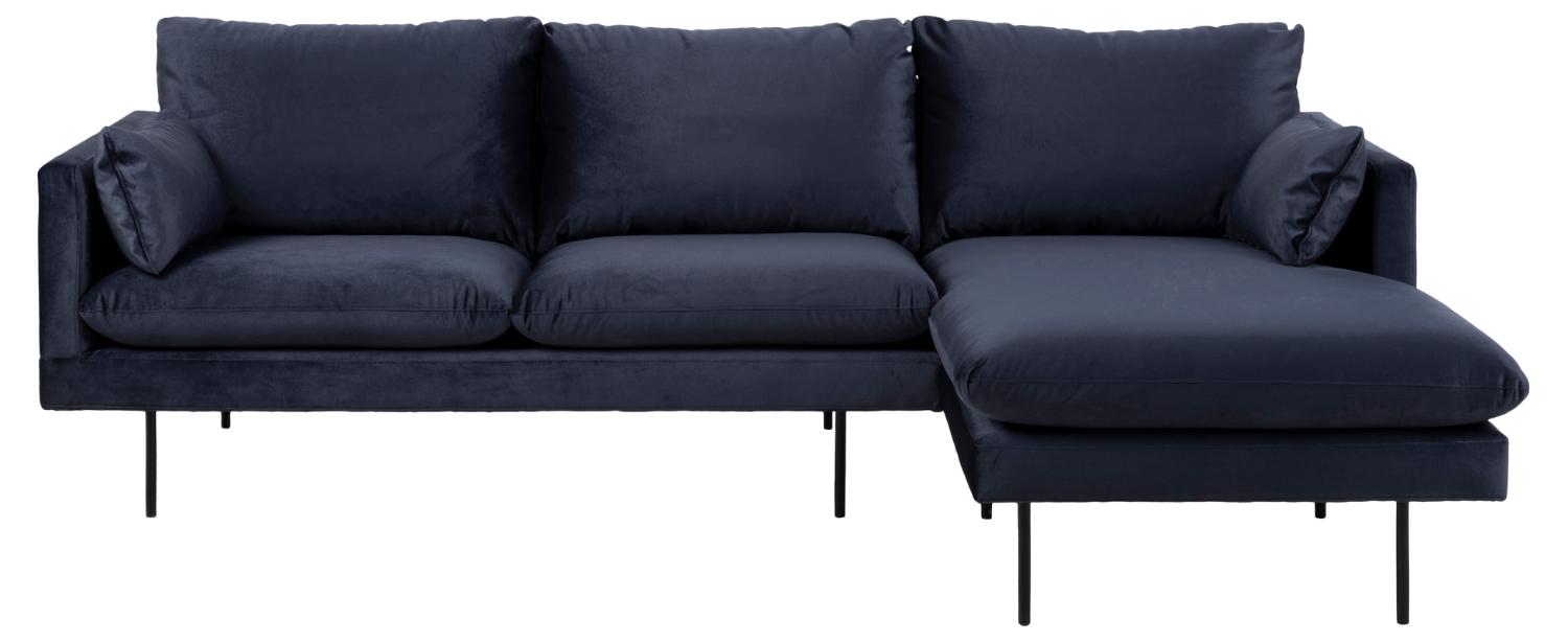 Sofakoncept Cozy Pers Sofa Højre Chaiselong Puder Mørkeblå Stof Sort Metal