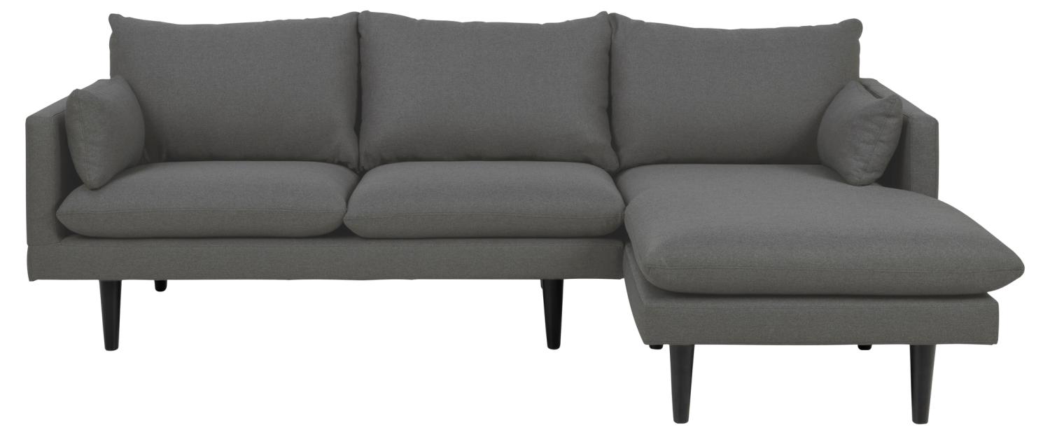 Sofakoncept Cozy Pers Sofa Højre Chaiselong Puder Mørkegrå Stof Sort Bøg