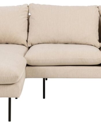 Sofakoncept Cozy Pers Sofa Venstre Chaiselong Puder Creme Stof Sort Metal