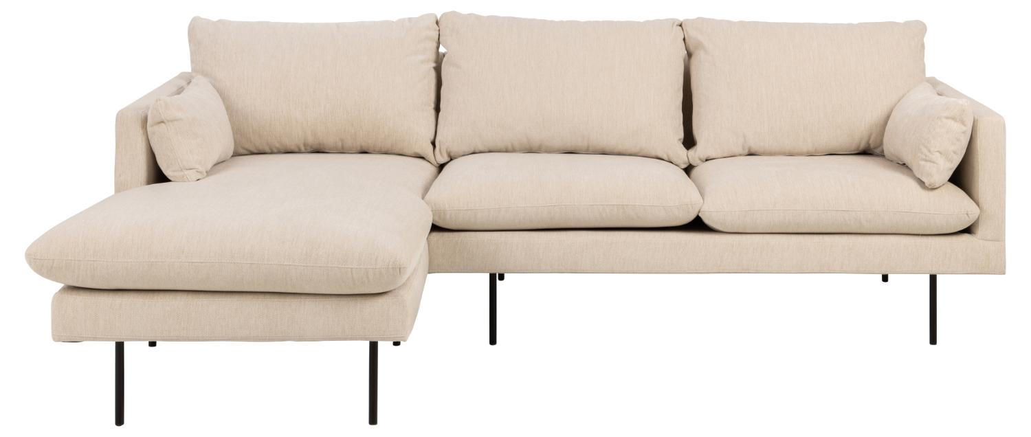 Sofakoncept Cozy Pers Sofa Venstre Chaiselong Puder Creme Stof Sort Metal