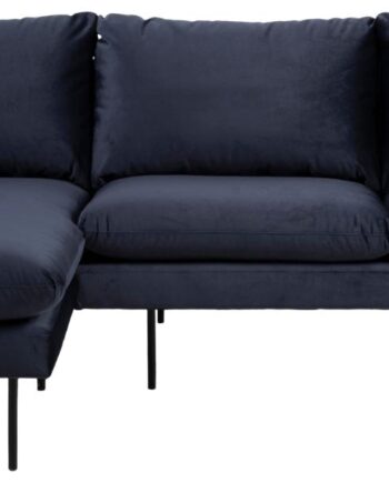 Sofakoncept Cozy Pers Sofa Venstre Chaiselong Puder Mørkeblå Stof Sort Metal