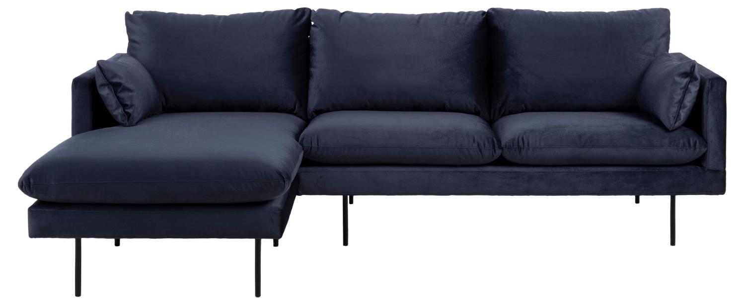Sofakoncept Cozy Pers Sofa Venstre Chaiselong Puder Mørkeblå Stof Sort Metal