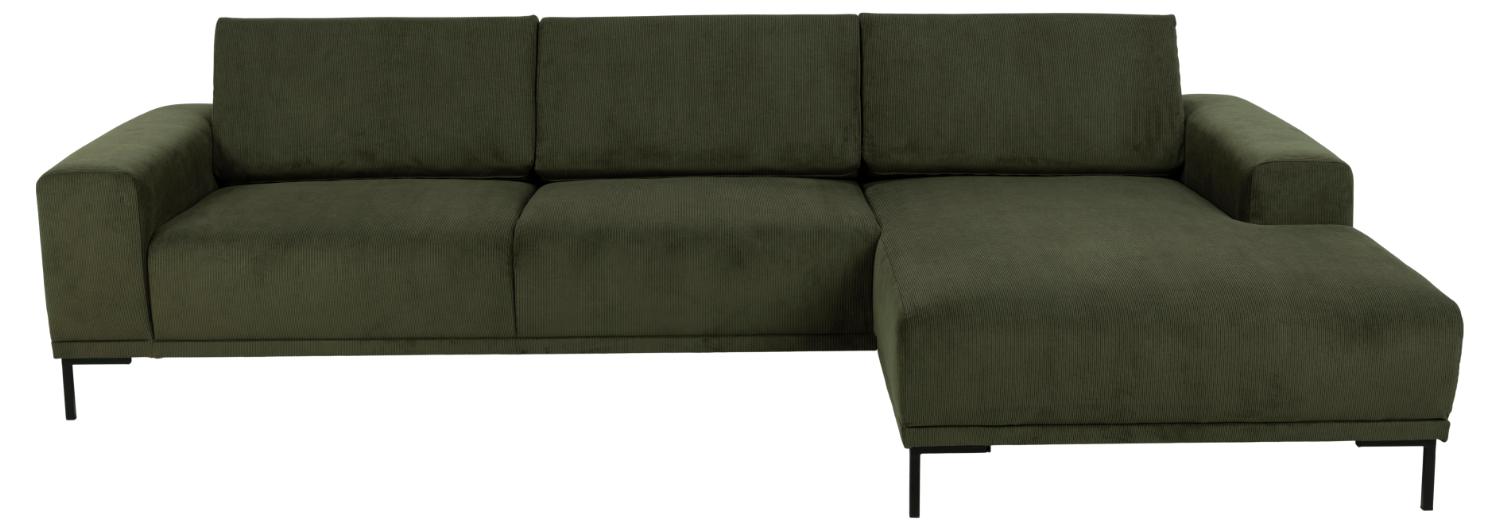 Sofakoncept Noora Pers Sofa Højre Chaiselong Olivengrøn Stof Sort Metal