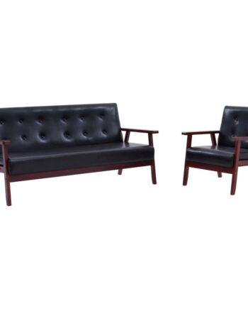 Sofasæt Dele Sort Kunstlæder Lænestol  Pers Sofa