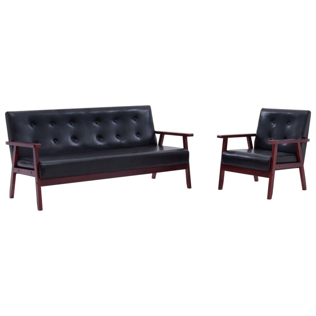Sofasæt Dele Sort Kunstlæder Lænestol Pers Sofa