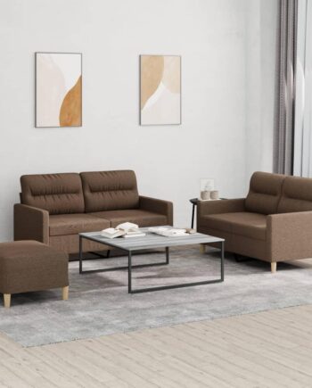 Sofasæt Dele Stof Brun Personers Sofa  Fodskammel