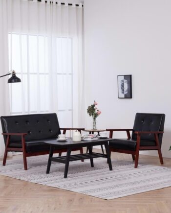 Sofasæt Kunstlæder Pers Sofa  Lænestol Sort
