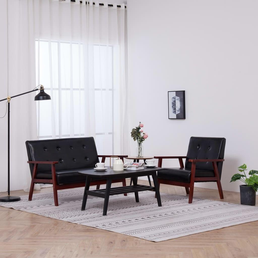 Sofasæt Kunstlæder Pers Sofa Lænestol Sort
