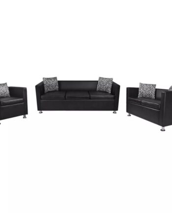 Sofasæt Med Pers Sofa Pers Sofa Lænestol Kunstlæder Sort