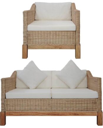 Sofasæt Naturlig Rattan Med Hynder Dele Lænestol  Personers Sofa