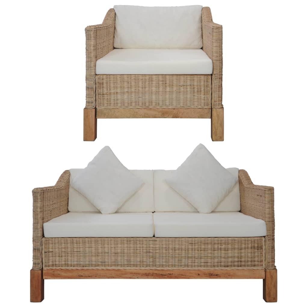 Sofasæt Naturlig Rattan Med Hynder Dele Lænestol Personers Sofa