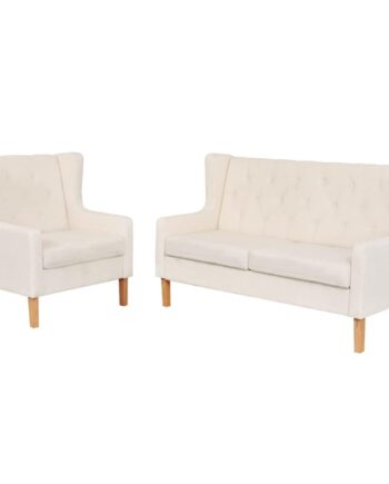 Sofasæt Stof Dele Cremehvid Lænestol Personers Sofa