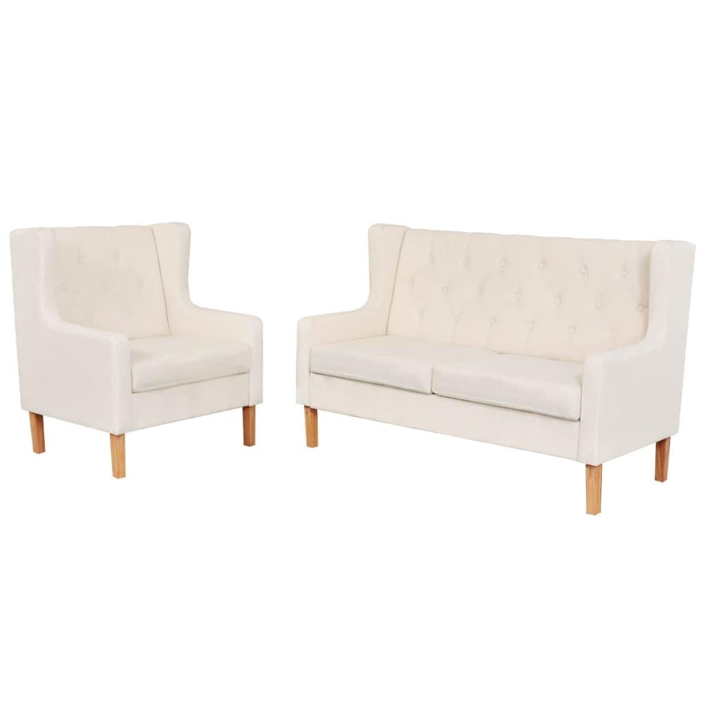 Sofasæt Stof Dele Cremehvid Lænestol Personers Sofa