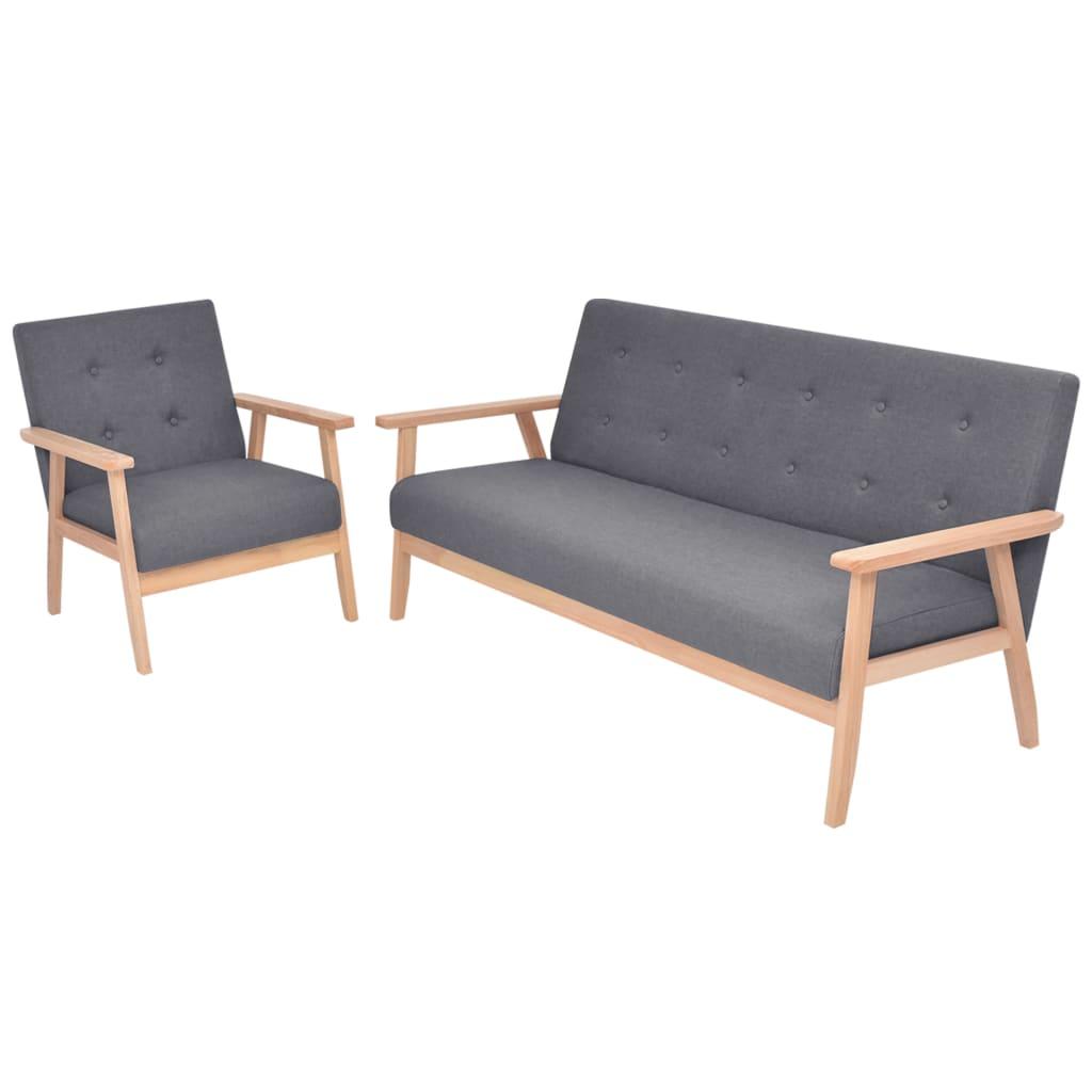 Sofasæt Stof Dele Mørkegrå Lænestol Personers Sofa