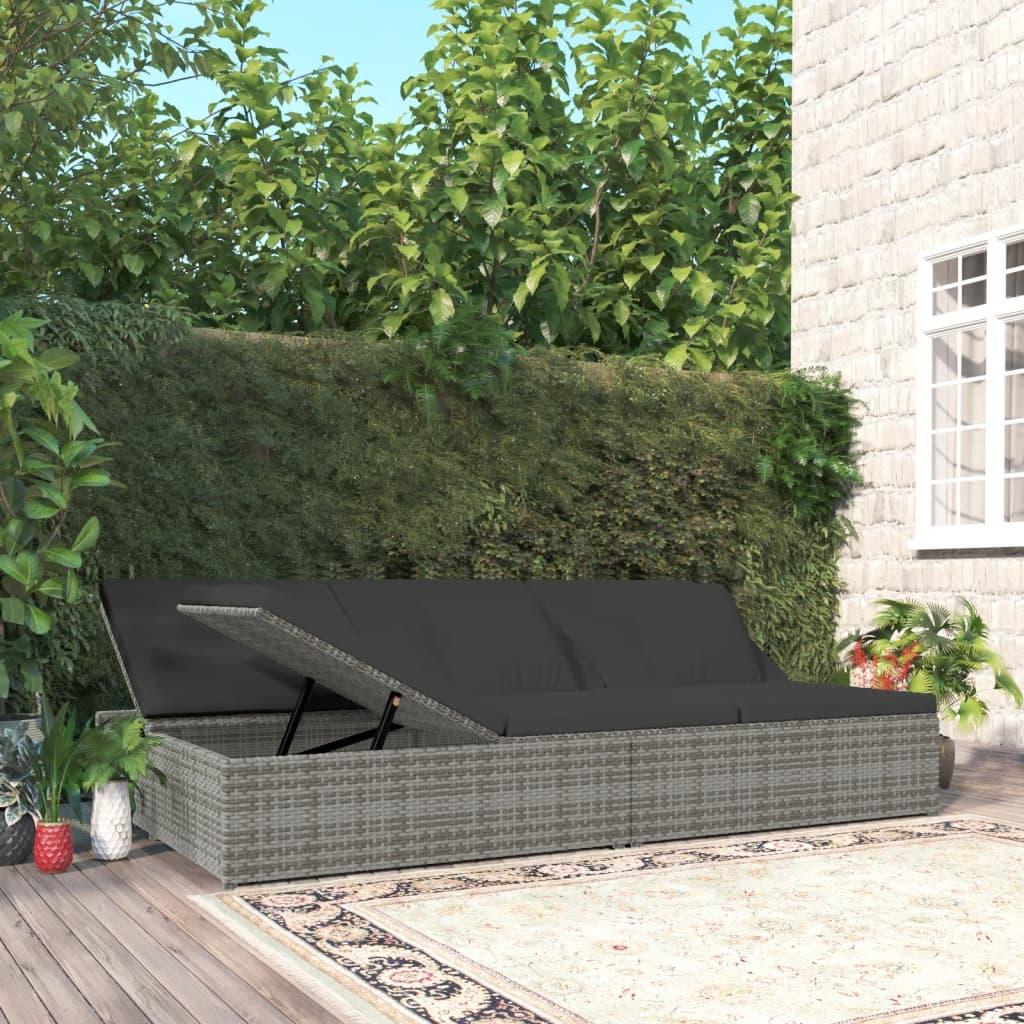Solseng Med Hynder Polyrattan Mørkegrå Daybed Sofa