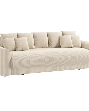 Sovesofa 190x150cm Personers Sofa Med Sovefunktion Hynder Opbevaringsplads Corduroy Look Til Stuen Beige