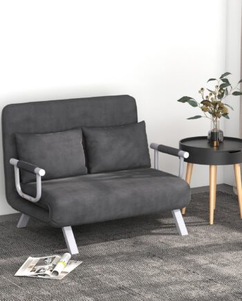 Sovesofa Med Justerbar Ryglæn Pyntepuder Sofa Med Sovefunktion Fløjlslook Armlæn Gæsteseng Klapstol Til Stue Soveværelse Grå