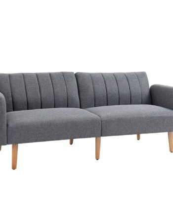 Sovesofa Personers Stofsofa Sofa Med Sovefunktion Hørlignende Polyester Gummitræ 173 Grå