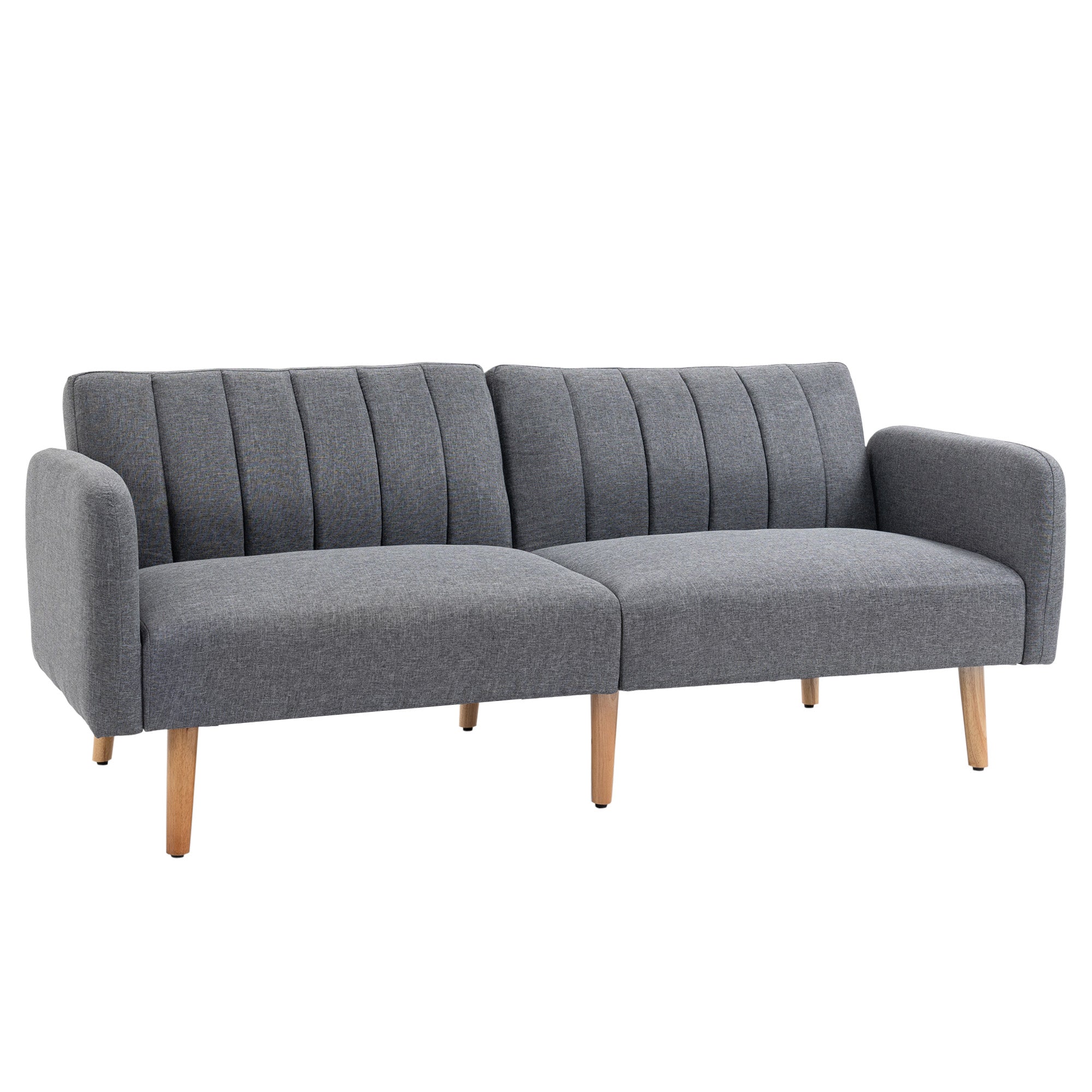 Sovesofa Personers Stofsofa Sofa Med Sovefunktion Hørlignende Polyester Gummitræ 173 Grå