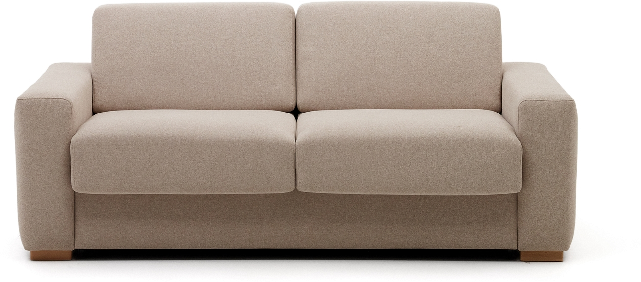 Sovesofa Sofa Seng Personers Kave Home Anley Beige Polstring Bøgetræsben L244xd97xh89
